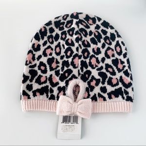 NWT Kate Spade Leopard Beanie with Bow Detail